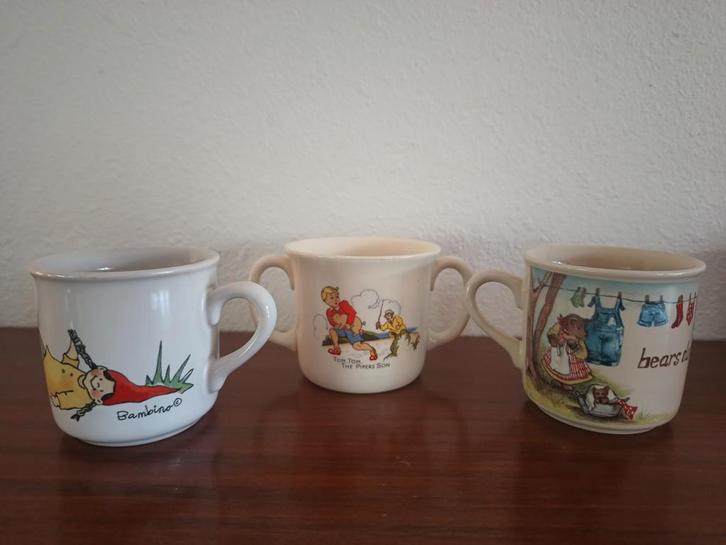 Vintage Kinder Mokken Set van 3, Huis en Inrichting, Keuken | Keukenbenodigdheden, Gebruikt, Ophalen of Verzenden