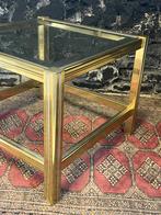 Vintage 80’s messing salontafel bijzettafel Pierre Vandel, Huis en Inrichting, Tafels | Salontafels, Ophalen, Gebruikt, Vierkant