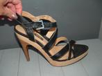 Pilar Abril plateau sandalen hakken maat 39, zwart leer