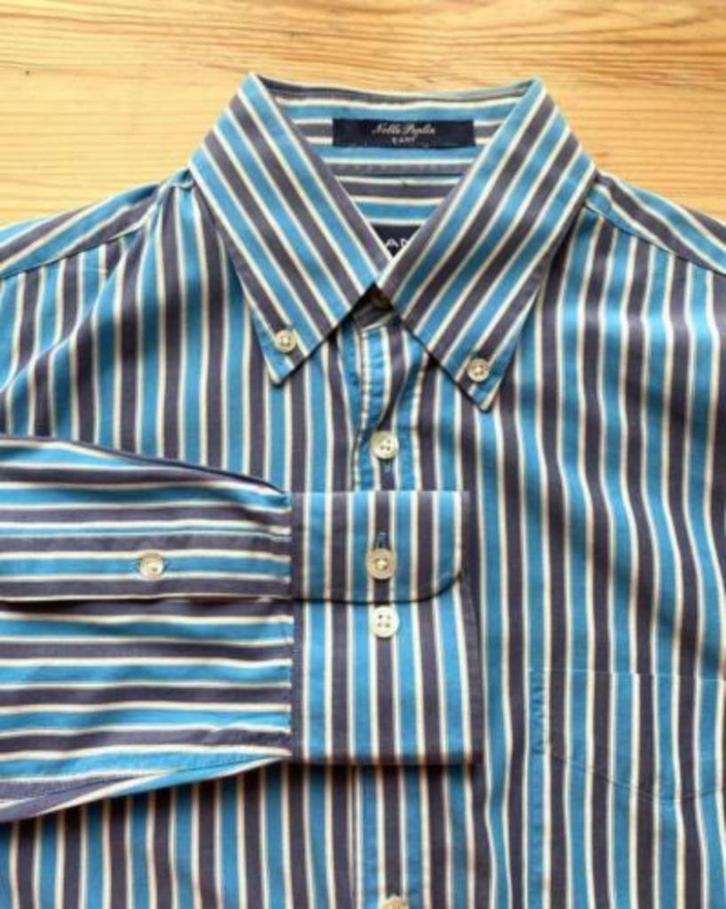 Gant overhemd maat S, Kleding | Heren, Overhemden, Zo goed als nieuw, Halswijdte 38 (S) of kleiner, Blauw, Ophalen of Verzenden