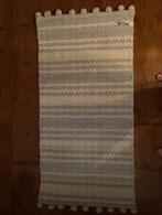 Badmat zara home lichtblauw/ecru streep + pompoenen  60x120, Ophalen of Verzenden, Nieuw, Blauw, Badmat