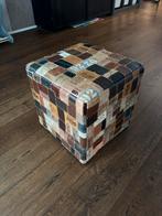 Vintage poef, Huis en Inrichting, Minder dan 50 cm, Gebruikt, Leer, Ophalen of Verzenden
