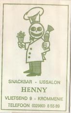snackbar ijssalon Henny Vlietsend Krommenie - patat ijs kok, Ophalen of Verzenden