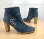 Manfield suède blauwe enkellaarsjes met hoge hak maat 41, Blauw, Lage of Enkellaarzen, Ophalen of Verzenden, Manfield