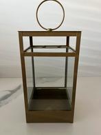Goud brons kleir windlicht met glas, Ophalen of Verzenden, Zo goed als nieuw, Minder dan 25 cm