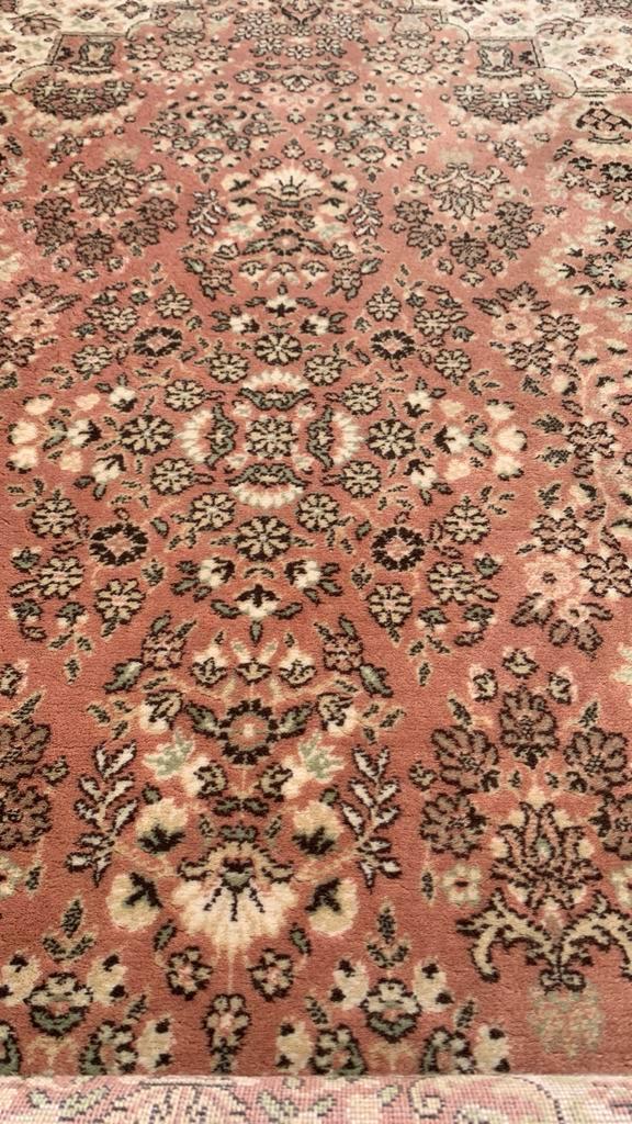 Mooi vintage tapijt,zuiver wol,oudroze/terra,125x190,, Huis en Inrichting, Stoffering | Tapijten en Kleden, Gebruikt, 100 tot 150 cm