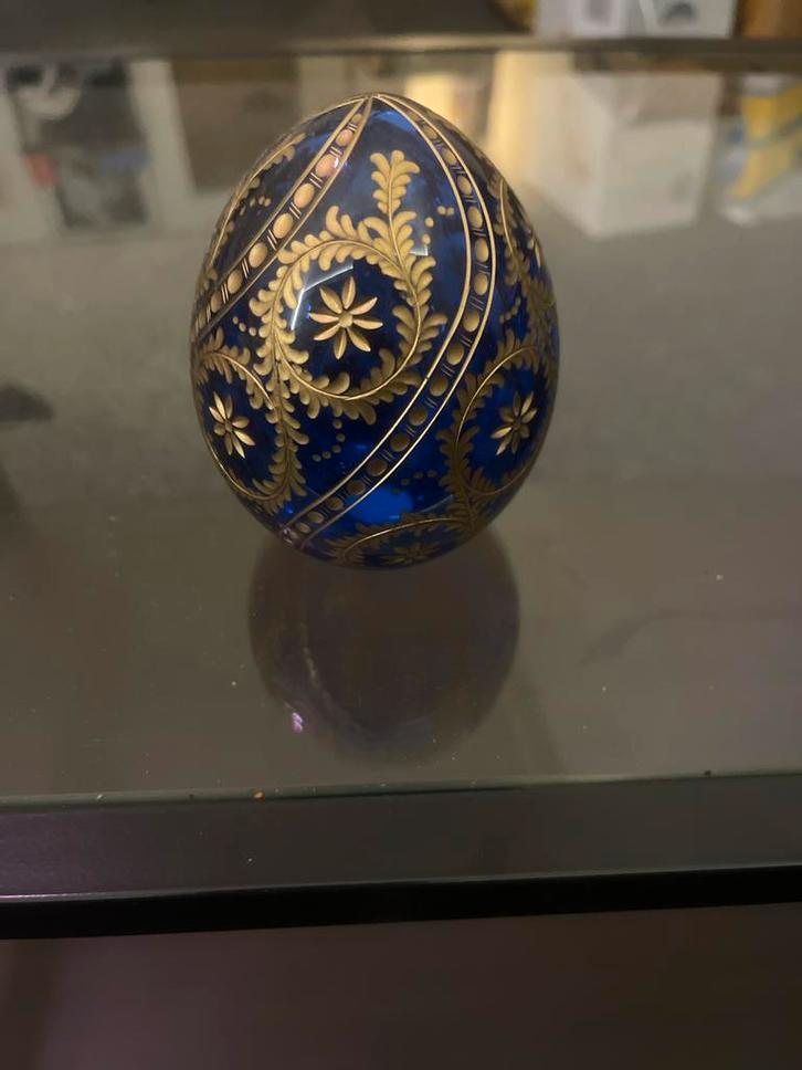 Faberge Stijl Ei - Kobaltblauw & Goud - Vintage Russisch, Antiek en Kunst, Antiek | Woonaccessoires, Ophalen of Verzenden