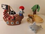 Handgemaakt piratenschip met schateiland en haai, Ophalen of Verzenden, Nieuw, Haken, Overige typen