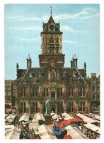 39678 Delft stadhuis Markt Nette oude kaart Onbeschreven, Verzamelen, Ophalen of Verzenden, 1960 tot 1980, Ongelopen, Zuid-Holland