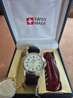 Swiss military horloge leren band., Overige merken, Leer, Staal, Nieuw