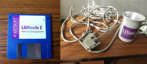 Artisoft LANtastic Z - diskette, kabel en beker, Computers en Software, Vintage Computers, Ophalen of Verzenden
