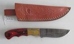 Handgesmeed Damast mes met lederen schede. HLF63., Ophalen of Verzenden, Nieuw
