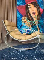 Vintage Design Kaufeld relax fauteuil | schommelstoel, Huis en Inrichting, Fauteuils, Ophalen, Leer, Nvt, Gebruikt