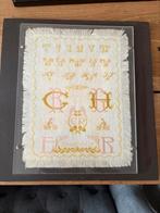 Prachtige antieke ingelijste merklap van voor 1900, Ophalen of Verzenden