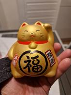 Gouden Maneki Neko gelukskat beeld, Ophalen, Zo goed als nieuw, Kunststof, Dierenbeeld