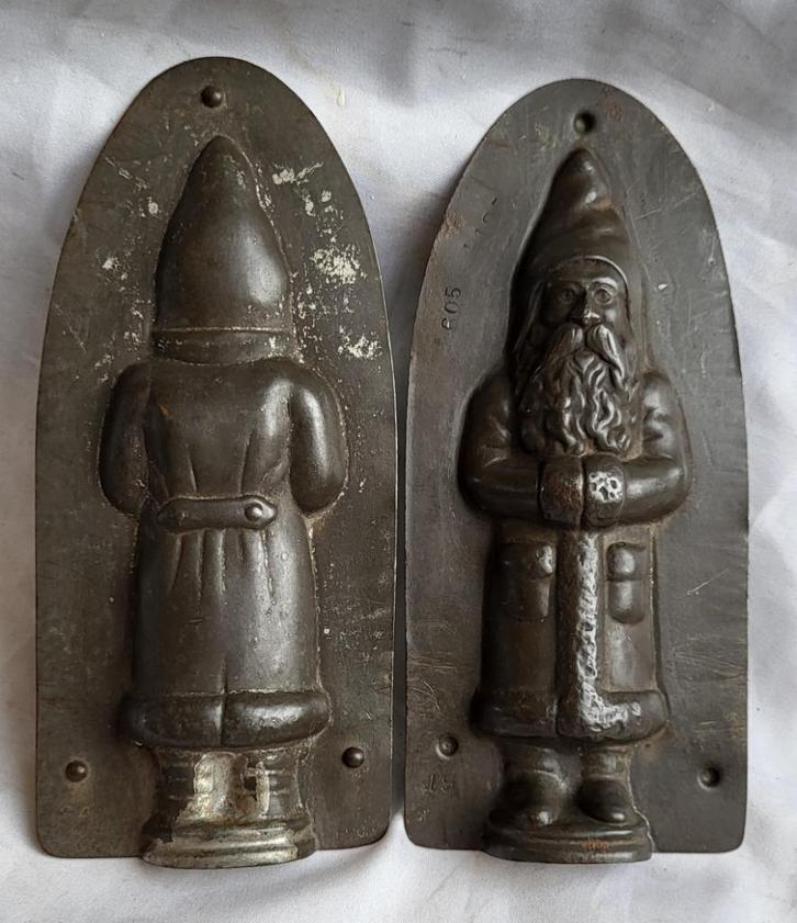 Antieke dubbele chocoladevorm: KERSTMAN, Antiek en Kunst, Curiosa en Brocante, Ophalen of Verzenden