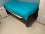 Eenpersoons donker grenen bed, Ophalen, Gebruikt, 90 cm, Eenpersoons