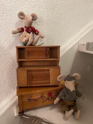 Vintage retro poppenhuis houten meubels kastje bankje 60s beschikbaar voor biedingen