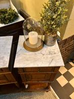 Antieke brocante nachtkastjes met marmerblad, set, hout, Huis en Inrichting, Minder dan 45 cm, Zo goed als nieuw, Il fienile, Minder dan 55 cm