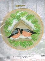 Cado permin borduurpakket, roodborstjes in vogelhuisje, Ophalen of Verzenden, Nieuw, Handborduren, Borduurpakket