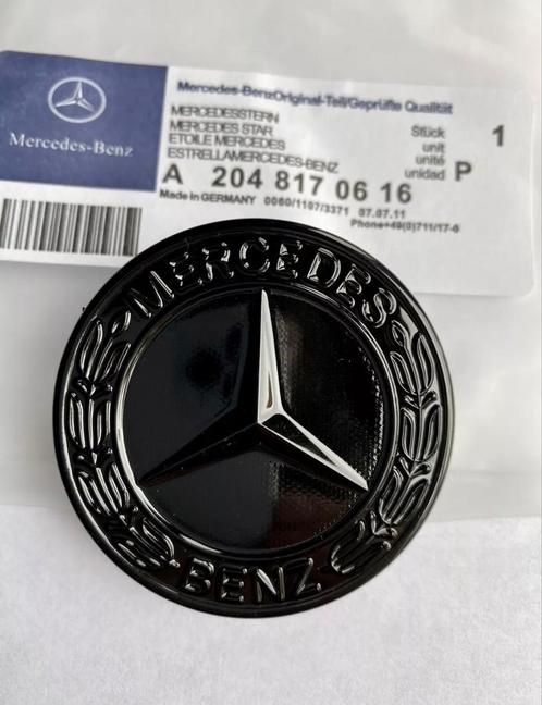 Mercedes motorkap LOGO zwart EMBLEEM C E G GLC GLE S KLASSE, Auto diversen, Autostickers, Ophalen of Verzenden