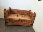 Antieke houten bank met opbergruimte uit India, Ophalen
