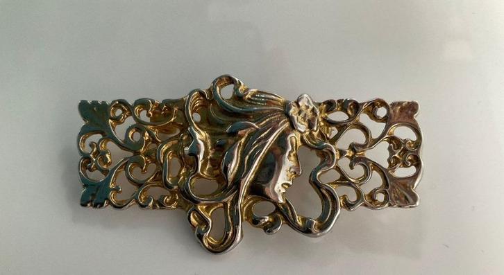 broche art nouveau jugendstil ontwerp vintage retro, Sieraden, Tassen en Uiterlijk, Broches, Zo goed als nieuw, Overige materialen