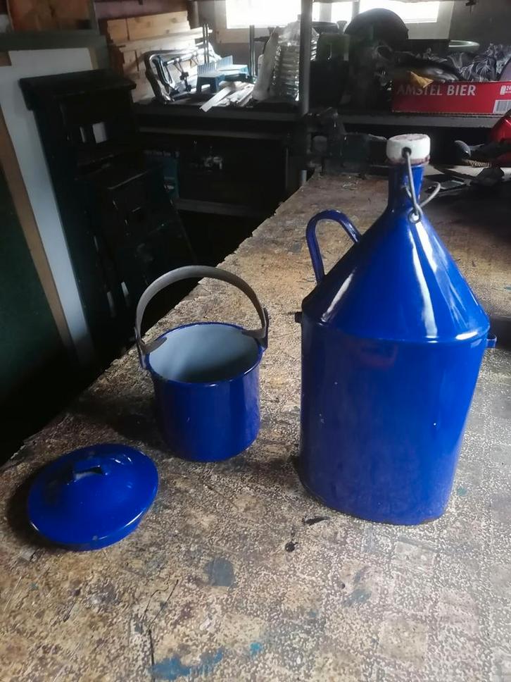 Blauwe Geëmailleerde Veldflessen Set, Antiek en Kunst, Antiek | Emaille, Ophalen of Verzenden