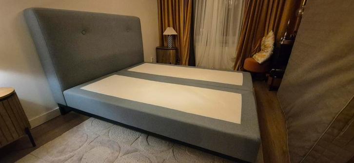 Boxspring 160x220 - Lichtblauw, incl. Topper, Huis en Inrichting, Slaapkamer | Boxsprings, Gebruikt, 160 cm, Tweepersoons, Blauw