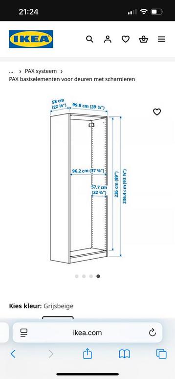 IKEA pax kast 100x58x236 - afbeelding 4