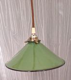 VINTAGE hanglamp  metaal, groen, zwart, Jaren 70  emaille, Ophalen of Verzenden, Metaal, Minder dan 50 cm