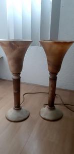 2 vintage Spaanse  albast  kelk tafellampen, Huis en Inrichting, Lampen | Tafellampen, Ophalen, Zo goed als nieuw, Minder dan 50 cm