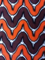 Vintage lap stof oranje  / bruin, 120 cm of meer, Nieuw, Oranje, Ophalen of Verzenden