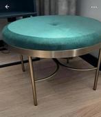 Groene velours kruk met metalen frame, Huis en Inrichting, Ophalen, Rond, Minder dan 50 cm, Zo goed als nieuw