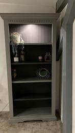 Grijze Wandkast met leg planken en Verlichting, Ophalen, Met plank(en), Gebruikt, 200 cm of meer