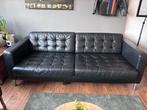 Landskrona Ikea, zwart leer, 2 fauteuils en 3 zits bank, Huis en Inrichting, Ophalen, Zo goed als nieuw, Metaal, Modern