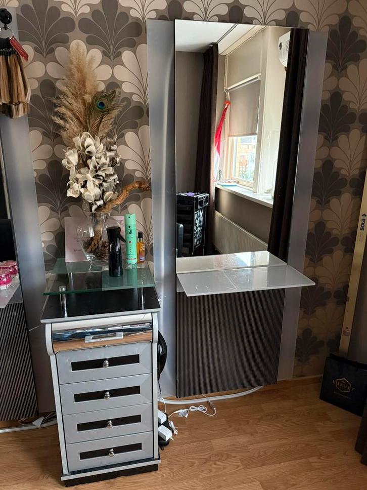 Kapper spiegel en kastje, Huis en Inrichting, Woonaccessoires | Spiegels, Gebruikt, 75 tot 100 cm, 150 tot 200 cm, Rechthoekig