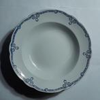 3 diepe borden wit met blauw motief, Gebruikt, Ophalen of Verzenden, Bord(en), Overige stijlen