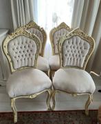 Brocante eetkamerstoelen en fauteuil, Huis en Inrichting, Ophalen, Gebruikt, Hout, Twee