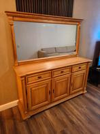 Massief houten dressoir met losse spiegel, Ophalen, 150 tot 200 cm, Zo goed als nieuw, 25 tot 50 cm