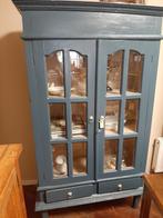 Unieke blauwe vitrinekast, Ophalen, Gebruikt, 100 tot 150 cm, Brocante landelijk