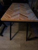 Visgraat tafel + eetbank suede bruin, Ophalen, Gebruikt, 100 tot 150 cm, 150 tot 200 cm