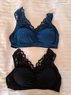 2 nieuwe soft BH’s met kant zwart & blauw maat 2XL / 46 /48, Ophalen of Verzenden, Blauw, BH