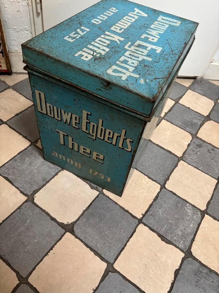 Oud Douwe Egberts Blauw Winkelblik, Antiek en Kunst, Antiek | Tin, Ophalen of Verzenden