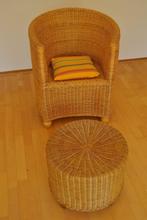 stoel met tafeltje, rotan, Huis en Inrichting, Stoelen, Ophalen, Gebruikt, Overige kleuren, Riet of Rotan
