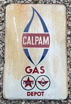 Emaille reclamebord calpam caltex pam gas olie garage, Reclamebord, Gebruikt, Ophalen of Verzenden
