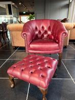 Chesterfield Johnny Walker Tub Chair & Queen Anne footstool, Huis en Inrichting, Springvale, Vintage, Zo goed als nieuw, 75 tot 100 cm