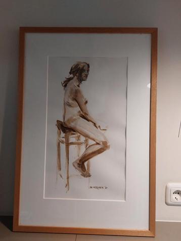 Origineel kunstwerk – Geert Schreuder (1949) – Zittend naakt beschikbaar voor biedingen