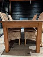 Mooie indische Teaktafel met zware bananenblad stoelen ., Ophalen of Verzenden, Zo goed als nieuw