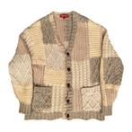 Supreme FW23 Patchwork Cable Knit Cardigan, Beige, Ophalen of Verzenden, Gedragen, Maat 46 (S) of kleiner